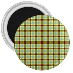 Geometric Tartan Pattern Square 3  Magnets by Amaryn4rt