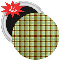 Geometric Tartan Pattern Square 3  Magnets (10 Pack)  by Amaryn4rt