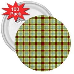 Geometric Tartan Pattern Square 3  Buttons (100 Pack)  by Amaryn4rt