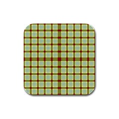 Geometric Tartan Pattern Square Rubber Square Coaster (4 Pack)  by Amaryn4rt