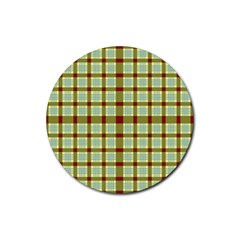 Geometric Tartan Pattern Square Rubber Coaster (round)  by Amaryn4rt