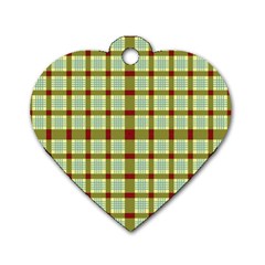 Geometric Tartan Pattern Square Dog Tag Heart (two Sides) by Amaryn4rt