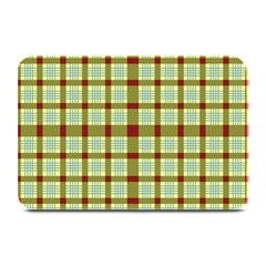 Geometric Tartan Pattern Square Plate Mats by Amaryn4rt