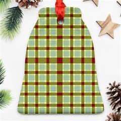 Geometric Tartan Pattern Square Bell Ornament (two Sides) by Amaryn4rt