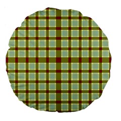 Geometric Tartan Pattern Square Large 18  Premium Flano Round Cushions by Amaryn4rt