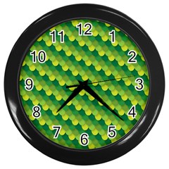 Dragon Scale Scales Pattern Wall Clocks (Black)