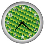 Dragon Scale Scales Pattern Wall Clocks (Silver)  Front