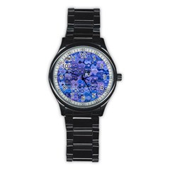 Background Texture Pattern Colorful Stainless Steel Round Watch by Amaryn4rt