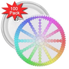 Polygon Evolution Wheel Geometry 3  Buttons (100 Pack)  by Amaryn4rt