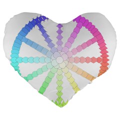 Polygon Evolution Wheel Geometry Large 19  Premium Flano Heart Shape Cushions by Amaryn4rt