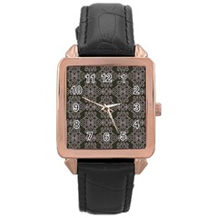 Line Geometry Pattern Geometric Rose Gold Leather Watch  by Amaryn4rt