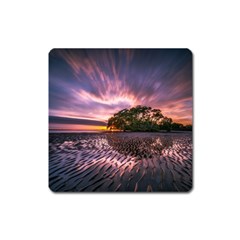 Landscape Reflection Waves Ripples Square Magnet by Amaryn4rt