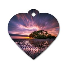 Landscape Reflection Waves Ripples Dog Tag Heart (two Sides) by Amaryn4rt