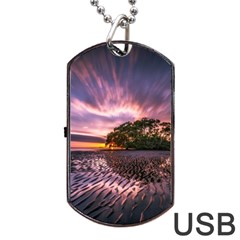 Landscape Reflection Waves Ripples Dog Tag Usb Flash (one Side) by Amaryn4rt