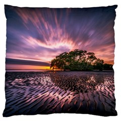 Landscape Reflection Waves Ripples Large Cushion Case (one Side) by Amaryn4rt