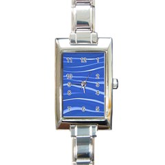 Lines Swinging Texture  Blue Background Rectangle Italian Charm Watch by Amaryn4rt