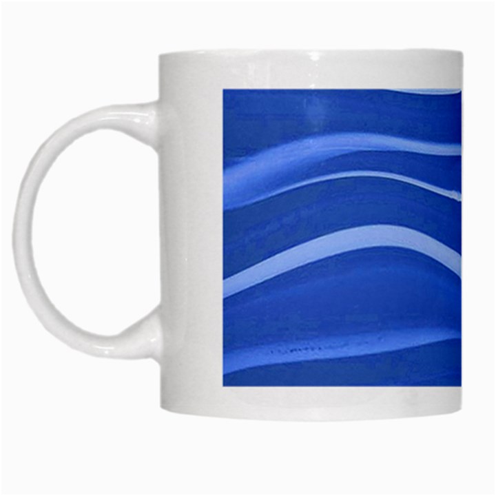 Lines Swinging Texture  Blue Background White Mugs