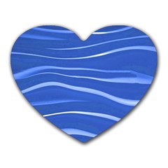 Lines Swinging Texture  Blue Background Heart Mousepads by Amaryn4rt