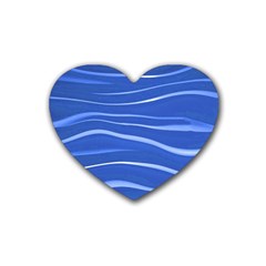 Lines Swinging Texture  Blue Background Rubber Coaster (heart)  by Amaryn4rt