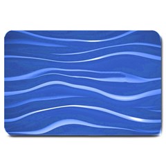 Lines Swinging Texture  Blue Background Large Doormat  by Amaryn4rt