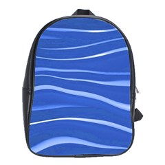 Lines Swinging Texture  Blue Background School Bags(large)  by Amaryn4rt