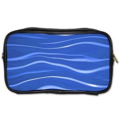 Lines Swinging Texture  Blue Background Toiletries Bags by Amaryn4rt