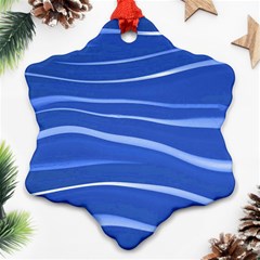 Lines Swinging Texture  Blue Background Snowflake Ornament (two Sides) by Amaryn4rt