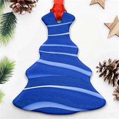 Lines Swinging Texture  Blue Background Christmas Tree Ornament (two Sides)