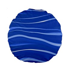 Lines Swinging Texture  Blue Background Standard 15  Premium Round Cushions by Amaryn4rt