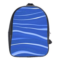 Lines Swinging Texture  Blue Background School Bags (xl)  by Amaryn4rt