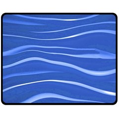 Lines Swinging Texture  Blue Background Double Sided Fleece Blanket (medium)  by Amaryn4rt