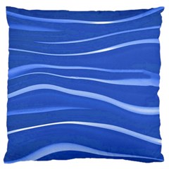 Lines Swinging Texture  Blue Background Large Flano Cushion Case (two Sides) by Amaryn4rt