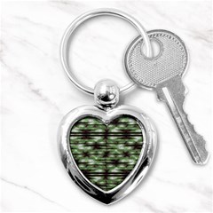 Stripes Camo Pattern Print Key Chains (heart)  by dflcprints