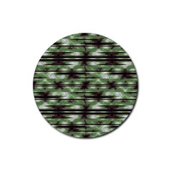 Stripes Camo Pattern Print Rubber Coaster (round)  by dflcprints