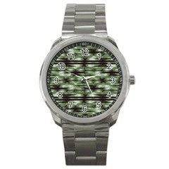 Stripes Camo Pattern Print Sport Metal Watch by dflcprints