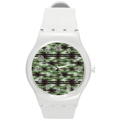 Stripes Camo Pattern Print Round Plastic Sport Watch (m) by dflcprints