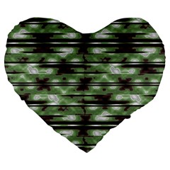 Stripes Camo Pattern Print Large 19  Premium Heart Shape Cushions by dflcprints