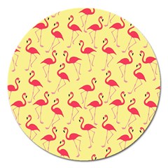 Flamingo Pattern Magnet 5  (round) by Valentinaart