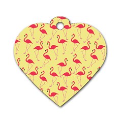 Flamingo Pattern Dog Tag Heart (one Side) by Valentinaart