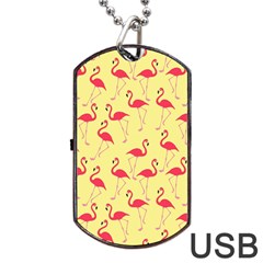 Flamingo Pattern Dog Tag Usb Flash (two Sides) by Valentinaart