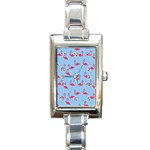 Flamingo pattern Rectangle Italian Charm Watch Front