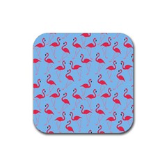 Flamingo Pattern Rubber Coaster (square)  by Valentinaart