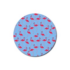 Flamingo Pattern Rubber Round Coaster (4 Pack)  by Valentinaart