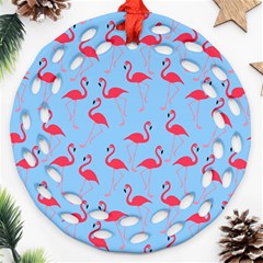 Flamingo Pattern Ornament (round Filigree) by Valentinaart