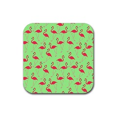 Flamingo Pattern Rubber Coaster (square)  by Valentinaart