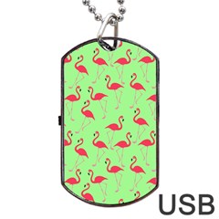 Flamingo Pattern Dog Tag Usb Flash (one Side) by Valentinaart