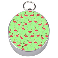 Flamingo Pattern Silver Compasses by Valentinaart