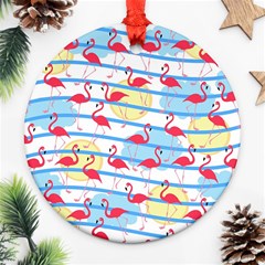 Flamingo Pattern Ornament (round) by Valentinaart