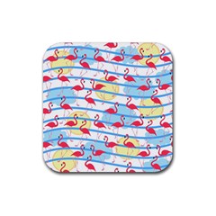 Flamingo Pattern Rubber Coaster (square)  by Valentinaart