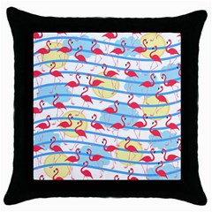 Flamingo Pattern Throw Pillow Case (black) by Valentinaart